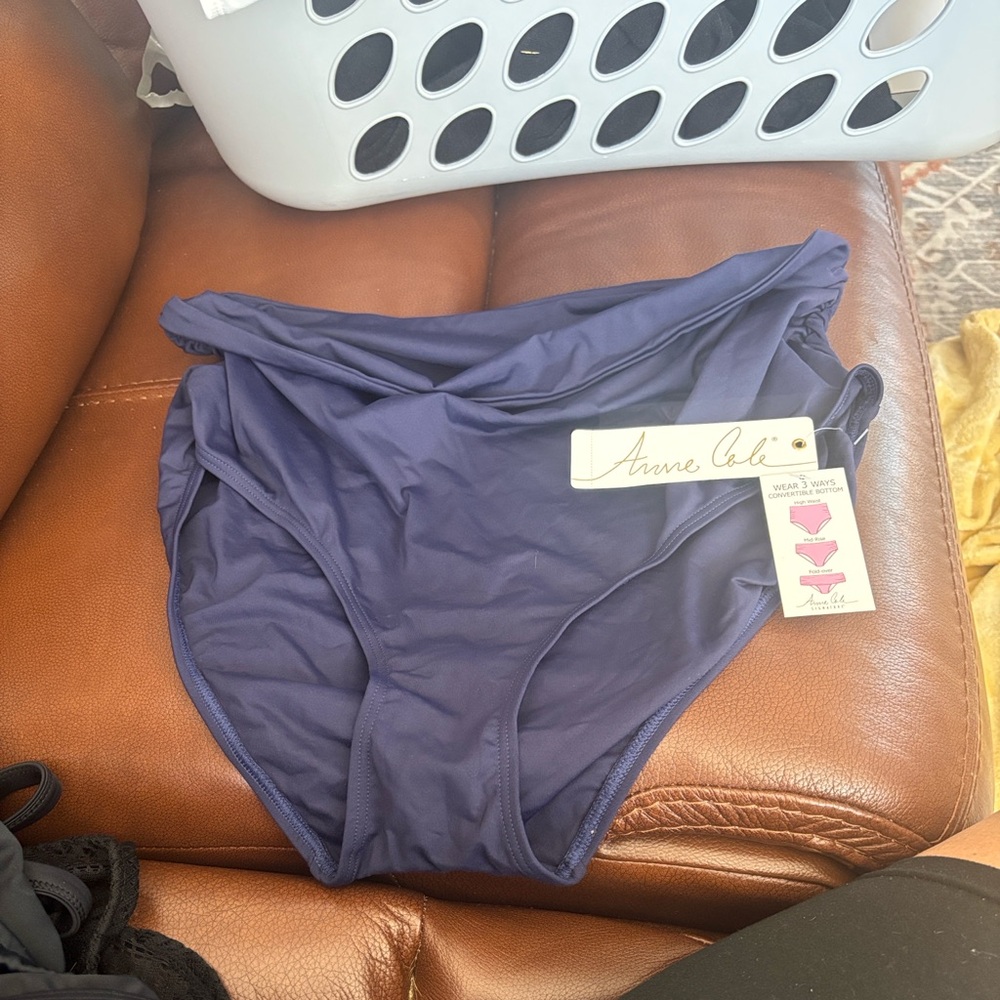 Anne Cole Navy Bikini Bottom-3way option-22w